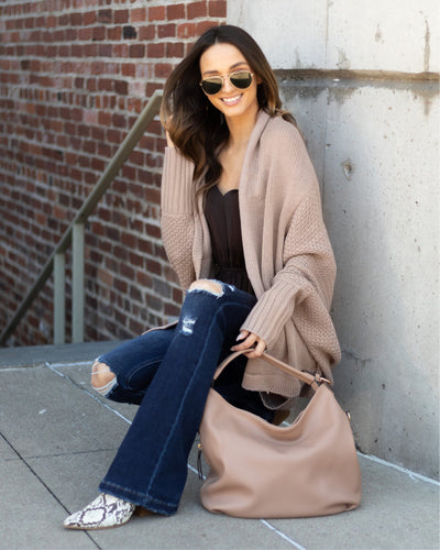 Aspen Oversized Cocoon Cardigan - Taupe
