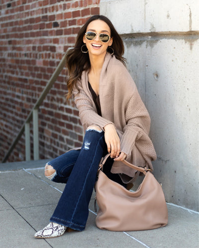 Aspen Oversized Cocoon Cardigan - Taupe