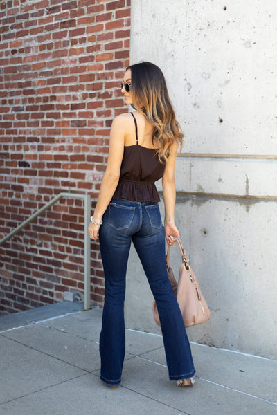 Nadia V-Neck Tank - Umber Brown