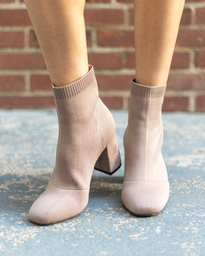 Athena Knit Booties - Taupe