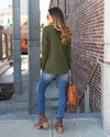 Ruthie Waffle Knit Pocket Top - Olive