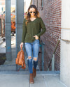 Ruthie Waffle Knit Pocket Top - Olive