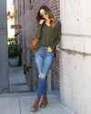 Ruthie Waffle Knit Pocket Top - Olive