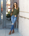 Ruthie Waffle Knit Pocket Top - Olive