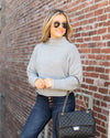 Andrea Textured Knit Turtleneck Sweater - Grey