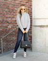 Andrea Textured Knit Turtleneck Sweater - Grey