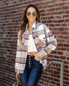 Adrian Plaid Button Down Shacket - Pink Multi