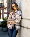 Adrian Plaid Button Down Shacket - Pink Multi