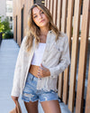 Allie Frayed Hem Denim Jacket - Cream