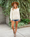 Allison Lace V-Neck Sweater - Cream