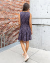 Alyssa Embroidered Spotted Dress - Navy