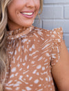 Amber Ruffle Sleeve Smocked Dress - Sandstone