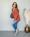 Anna Chenille V-Neck Sweater - Rust