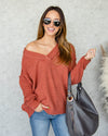 Anna Chenille V-Neck Sweater - Rust