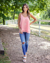 Ava Scalloped Hem Tank - Coral