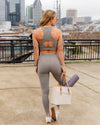Bailey Marble Foil Print Padded Sports Bra - Grey