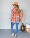 Bailey Plaid Pocketed Shacket - Burnt Sienna