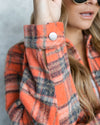 Bailey Plaid Pocketed Shacket - Burnt Sienna