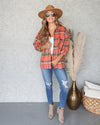 Bailey Plaid Pocketed Shacket - Burnt Sienna