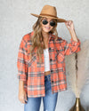 Bailey Plaid Pocketed Shacket - Burnt Sienna