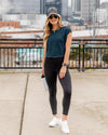 Becca Melange Cap Sleeve Cropped Top - Heather Blue