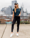 Becca Melange Cap Sleeve Cropped Top - Heather Blue