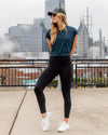 Becca Melange Cap Sleeve Cropped Top - Heather Blue