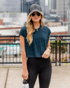 Becca Melange Cap Sleeve Cropped Top - Heather Blue