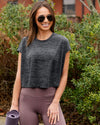 Becca Melange Cap Sleeve Cropped Top - Heather Charcoal