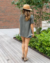 Callie Button Down Top - Dark Olive