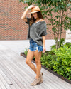 Callie Button Down Top - Dark Olive
