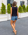 Cam Textured Cropped Tank - Black