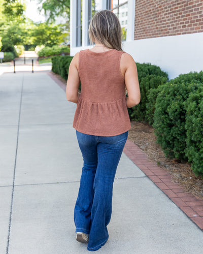 Camille Knit Peplum Tank - Copper