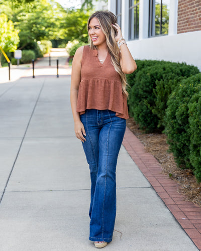 Camille Knit Peplum Tank - Copper