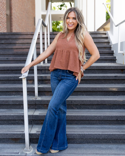 Camille Knit Peplum Tank - Copper