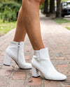 Carla Faux Leather Booties - White