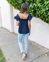 Catherine Ruffle Tank - Navy