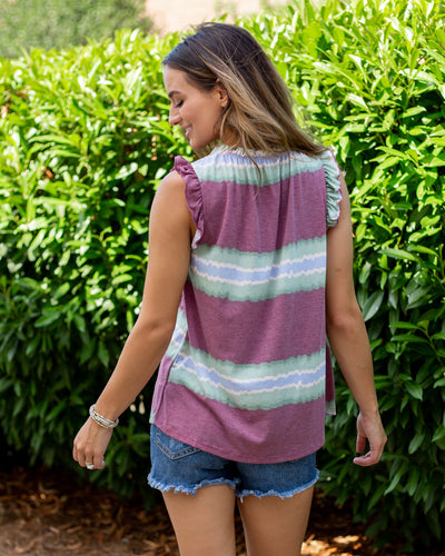 Chelsea Color Block Ruffle Tank - Mauve