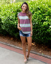 Chelsea Color Block Ruffle Tank - Mauve