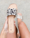 Chinese Laundry Charlie Cow Print Sandals - Black