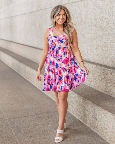 Chloe Tiered Floral Dress - Pink Multi