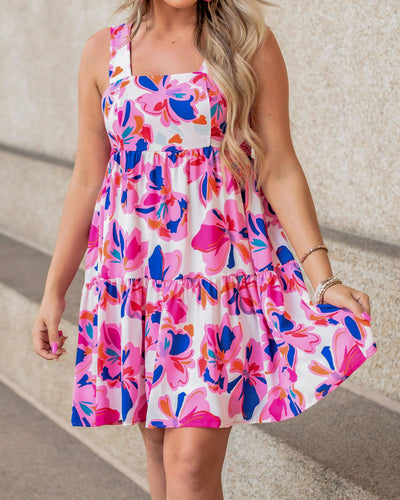 Chloe Tiered Floral Dress - Pink Multi