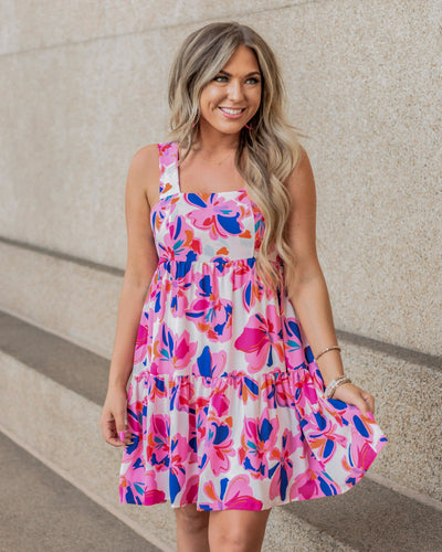 Chloe Tiered Floral Dress - Pink Multi