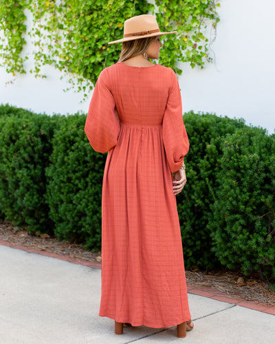 Cleo Ruched Cutout Maxi - Rust