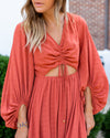 Cleo Ruched Cutout Maxi - Rust