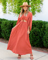 Cleo Ruched Cutout Maxi - Rust