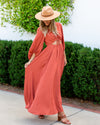 Cleo Ruched Cutout Maxi - Rust