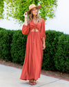 Cleo Ruched Cutout Maxi - Rust