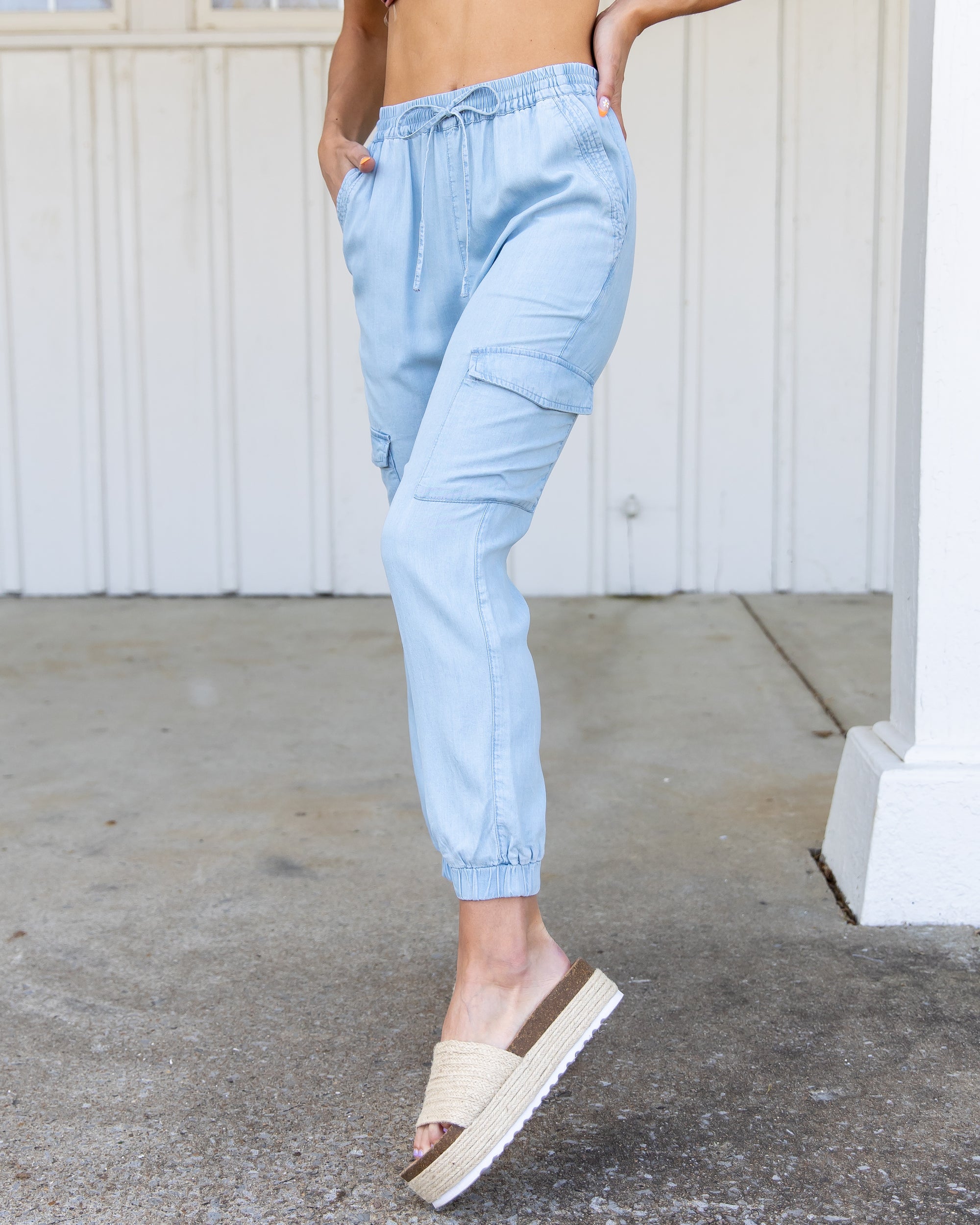 Cool For The Summer Joggers - Chambray - Eleven Oaks Boutique