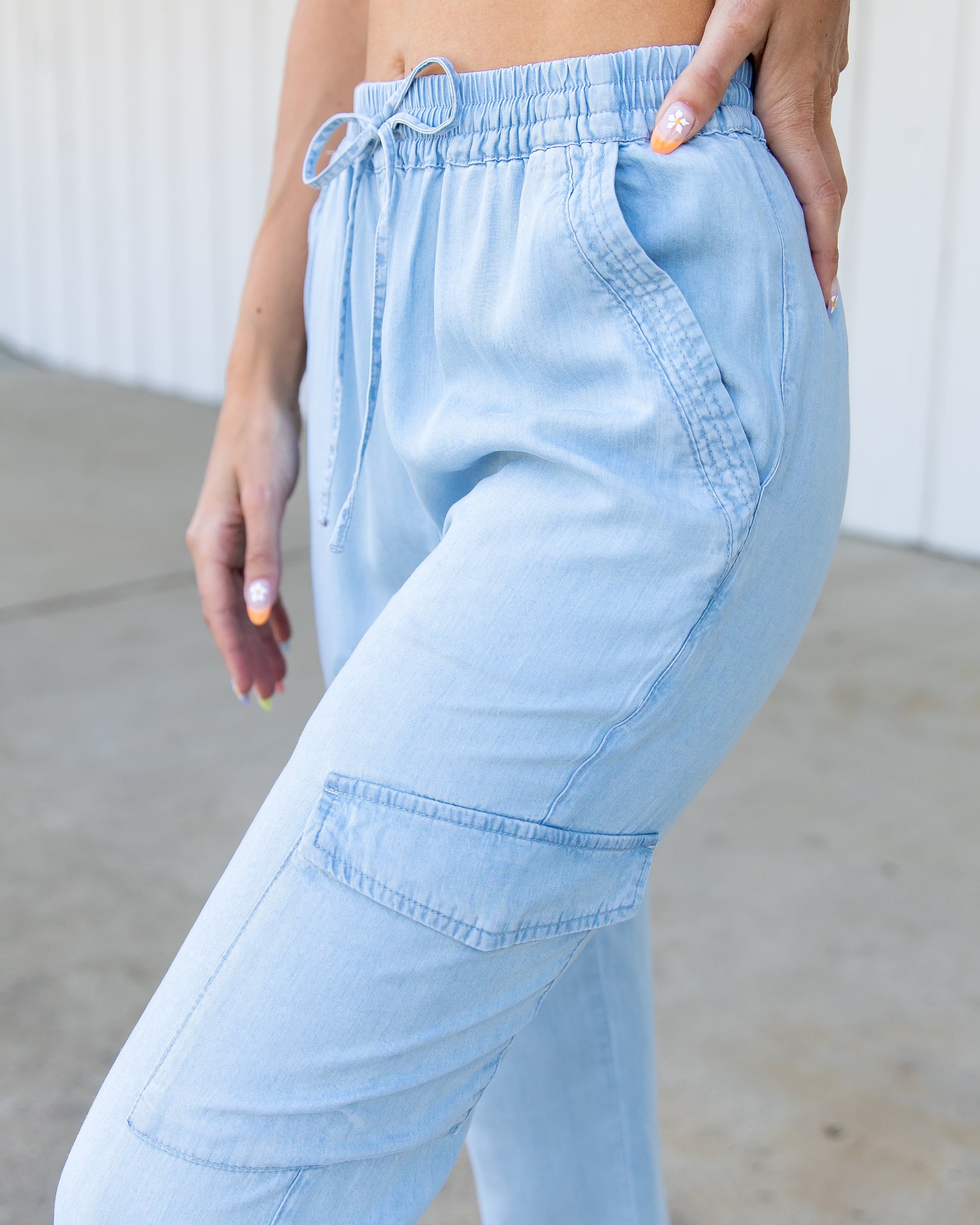 Cool For The Summer Joggers - Chambray - Eleven Oaks Boutique